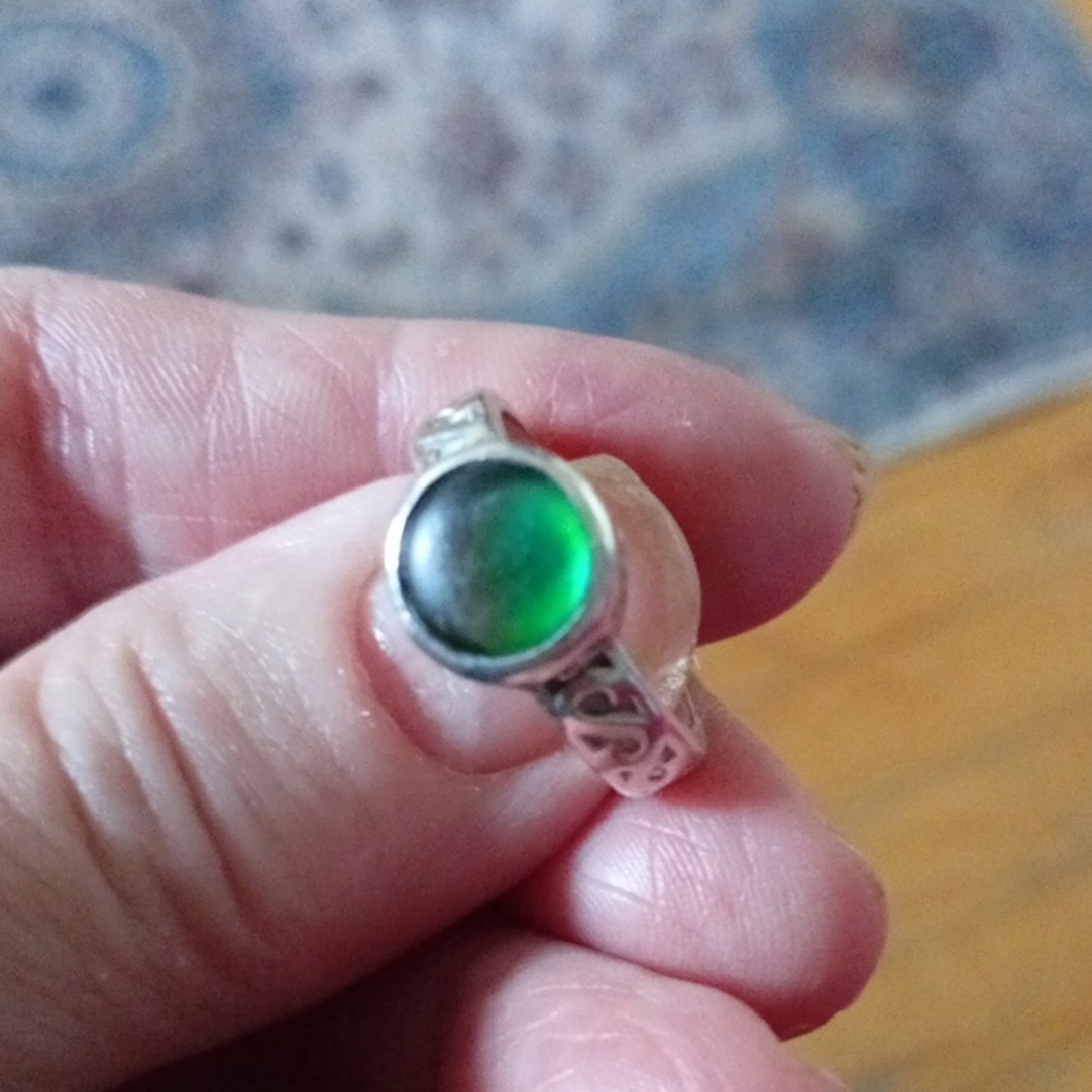 Silver Ring with Green Stone